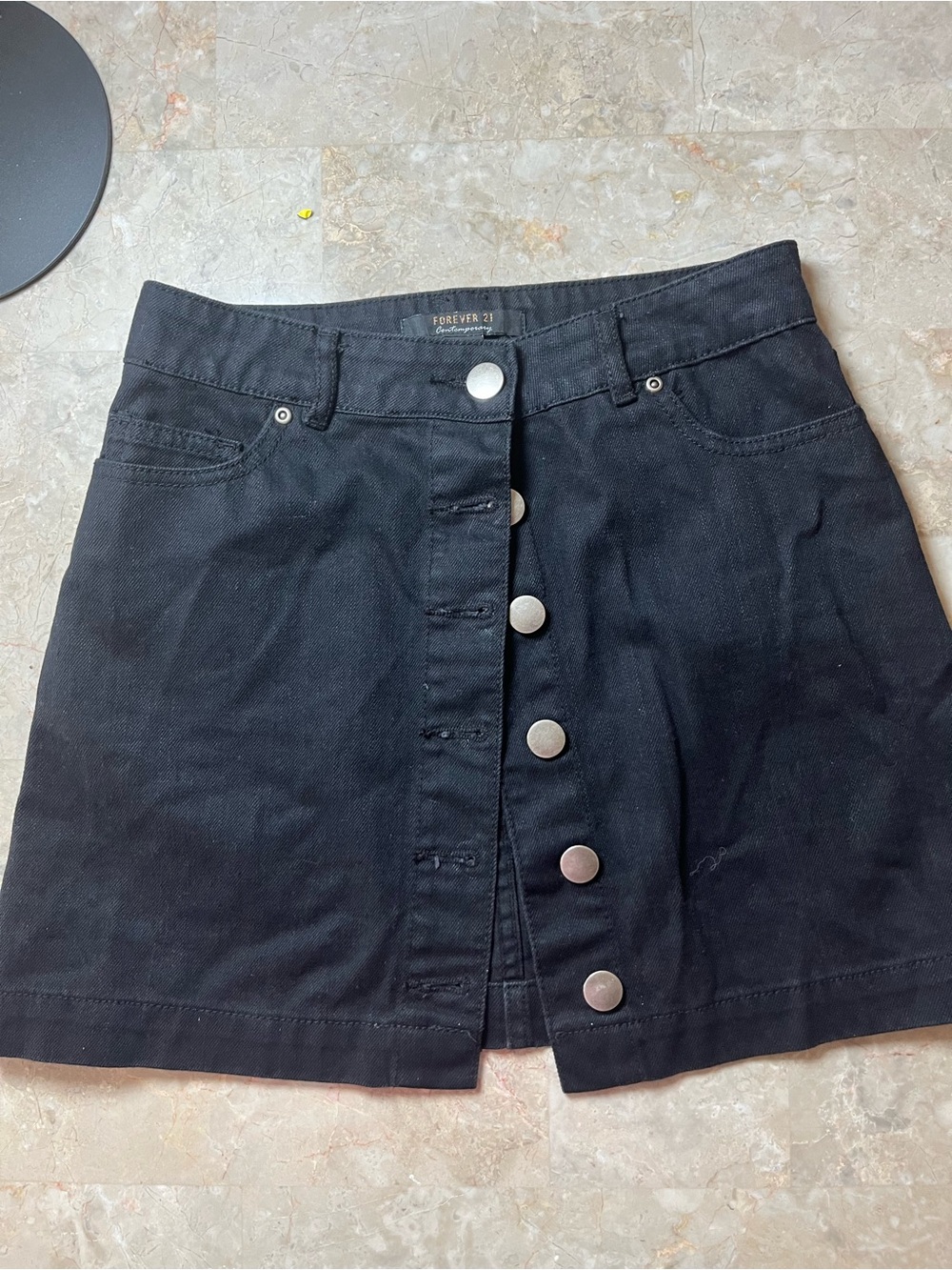 Forever 21 Black Button-Front Mini Skirt